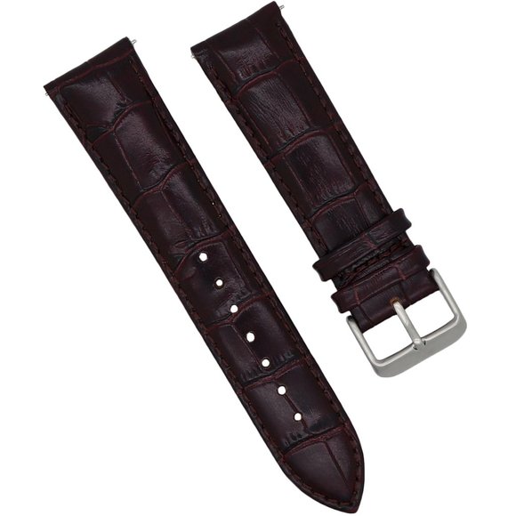 Brown/Red Genuine Leather Watch Band Quick Release 18mm 20mm 22mm - Picture 1 of 4